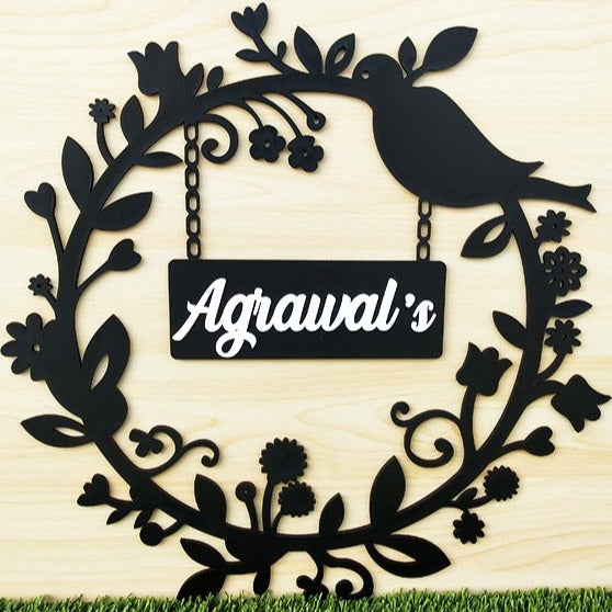 Personalized Round Flower Design LED Wall Frame