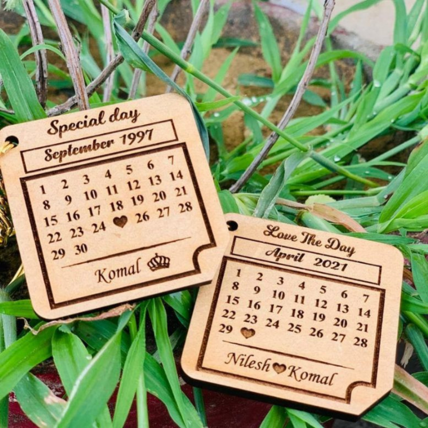 Customized Wooden Calendar Key Ring