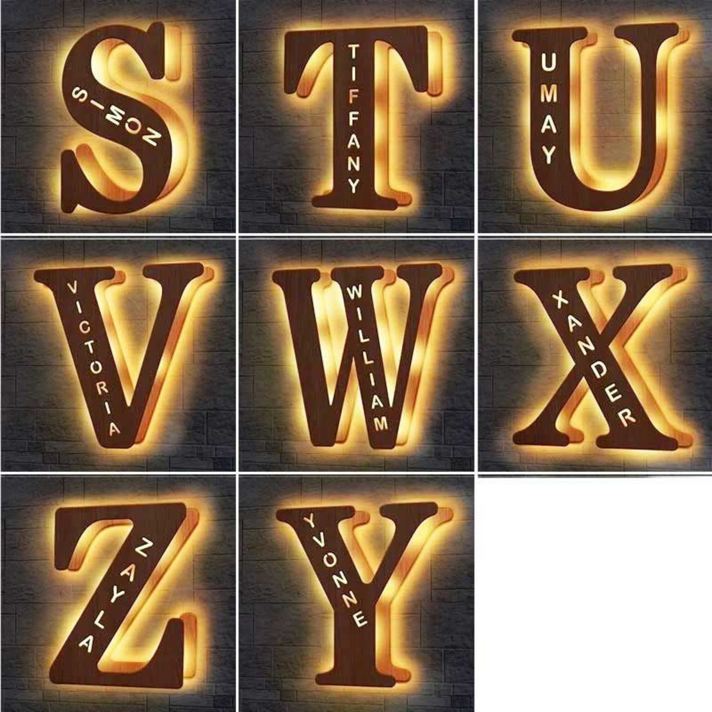 Personalized Custom Wooden Engraved Name Wall Night Light