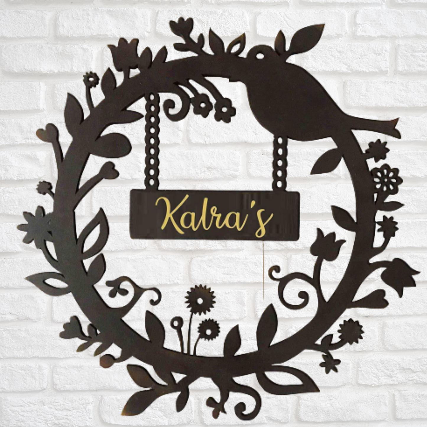 Personalized Round Flower Design LED Wall Frame