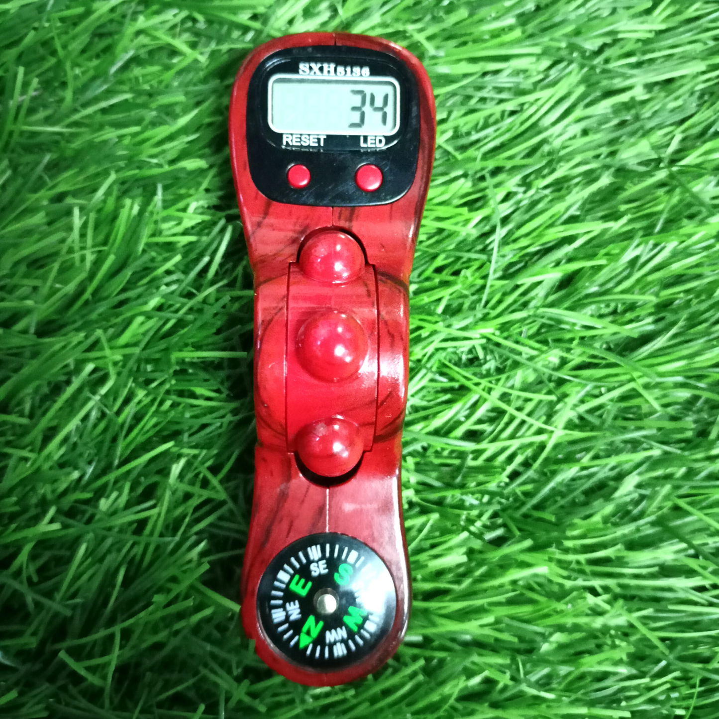 Led Digital Counter with Qibla Compass and Rotating Prayer Beads Portable Finger Tasbeeh for Chanting and Meditation (Multi Colour)