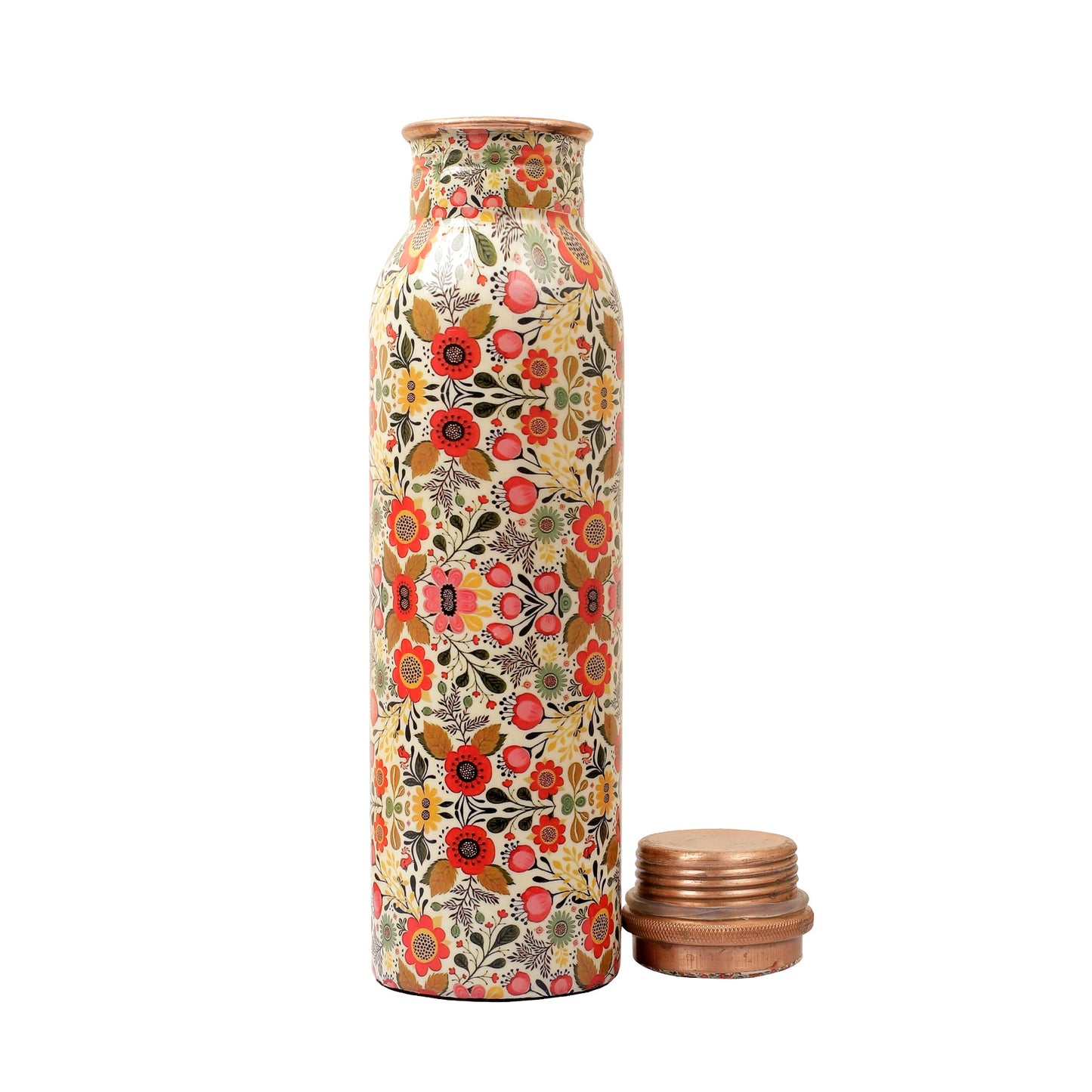 Pure Copper 1000 ml Water Bottle Set Of Two Glasses | Enamel Printed | Luxury Gift Box