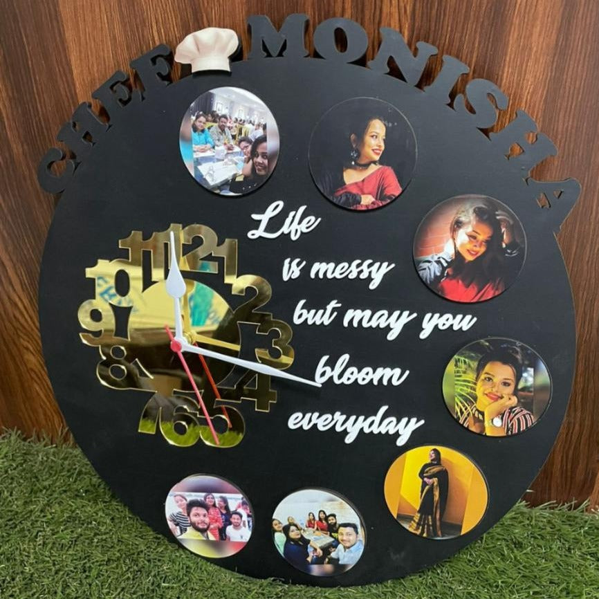 Customized Wooden Wall Clock With Photos