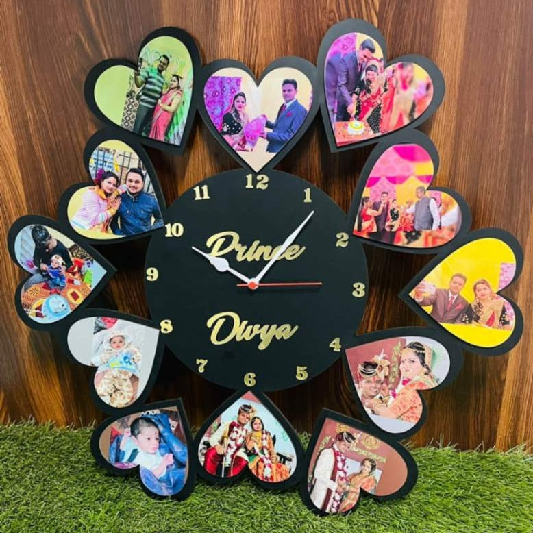 Customized Wooden Wall Clock With Photos
