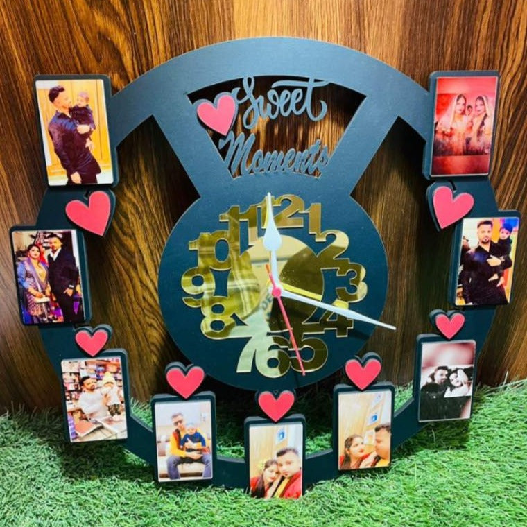 Customized Wooden Wall Clock With Photos