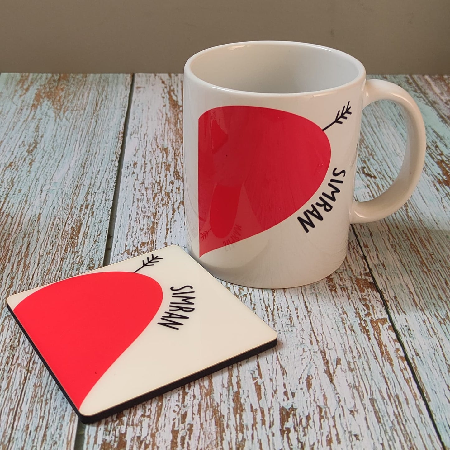 Customized Couple Mugs Set with Coaster