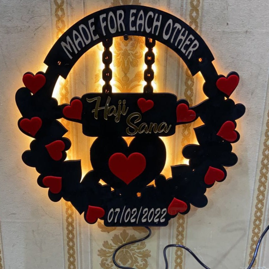Personalized Heart Design LED Wall Frame