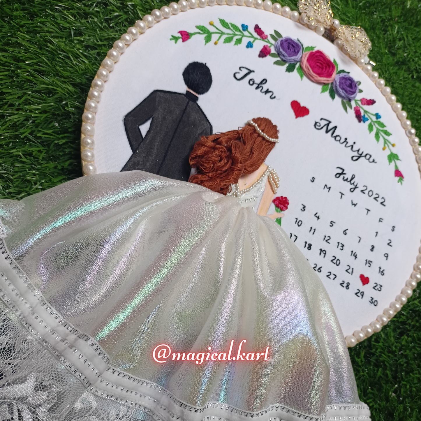 Artistic Wedding Embroidery Hoops - Personalized Wedding Stitch Art