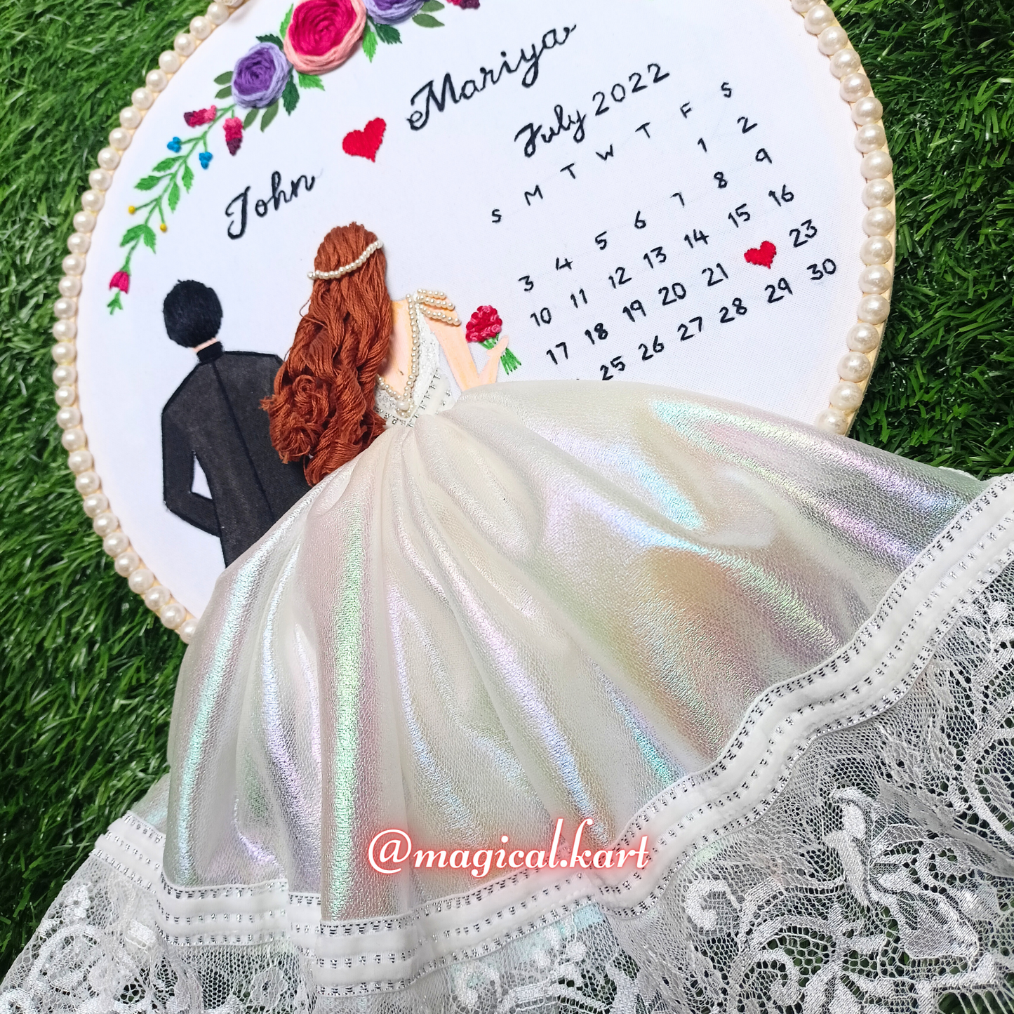 Artistic Wedding Embroidery Hoops - Personalized Wedding Stitch Art