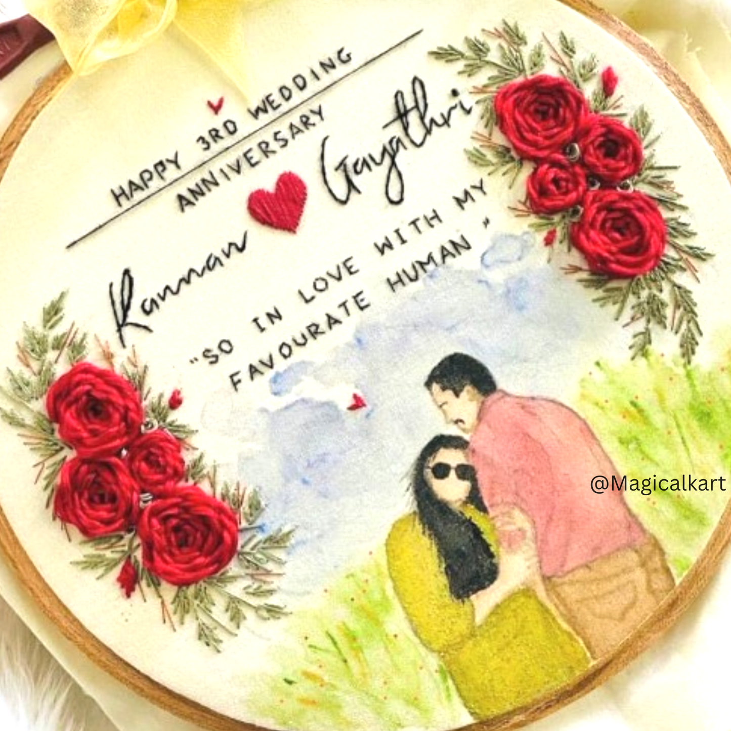 Customized Embroidery Hoop Art and Anniversary Embroidery Hoop - Save the Date