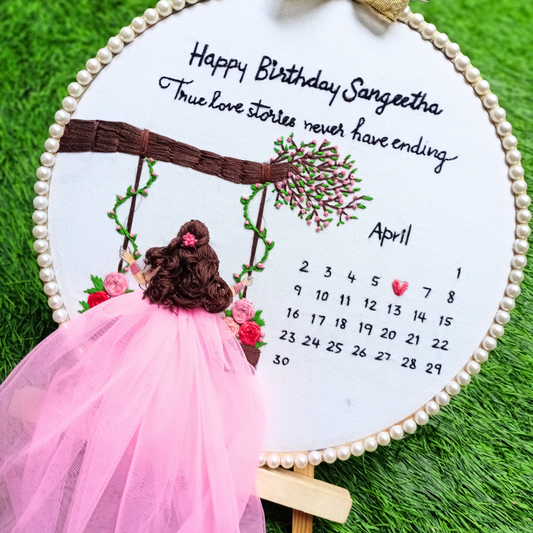 Customizable Birthday Calendar Embroidered Hoop | Perfect Gift