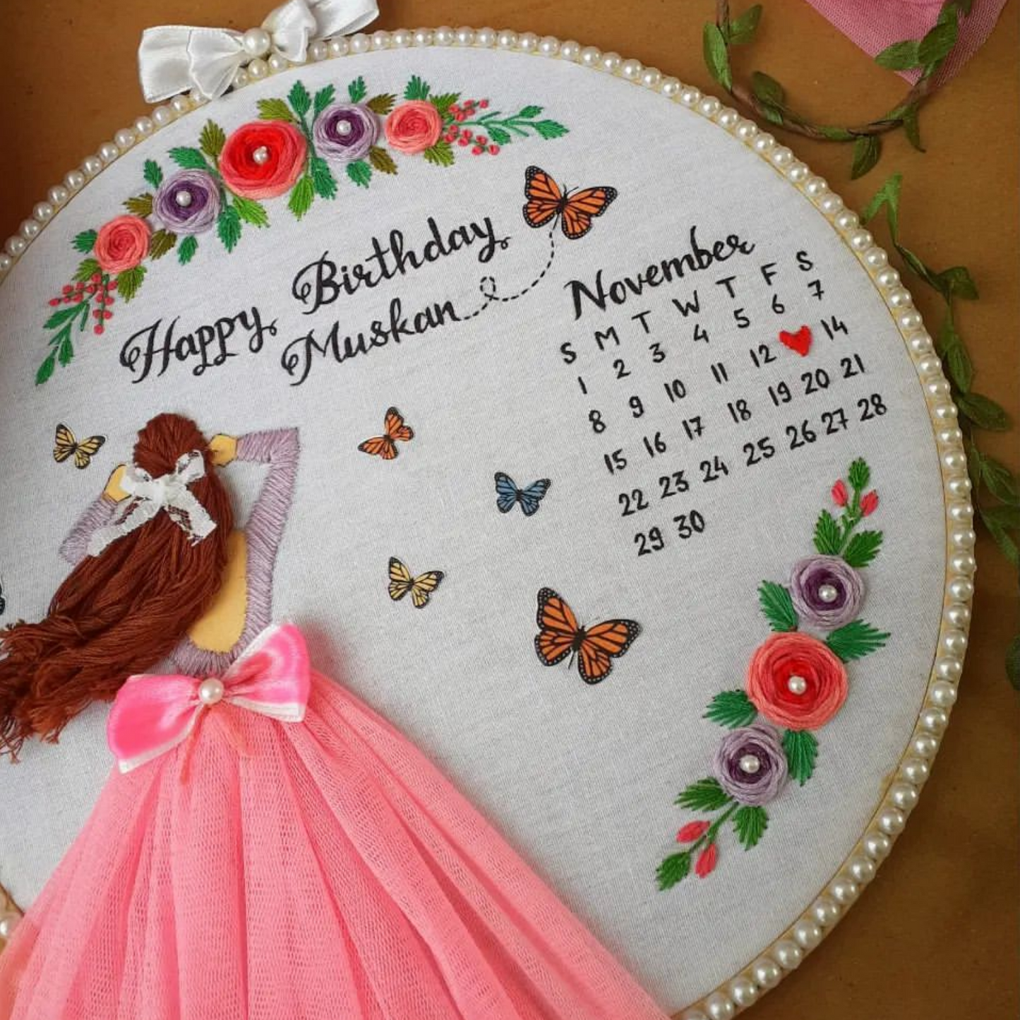 Unique Birthday Gift - Personalized Hoop Art Embroidery Hoop for Birthday