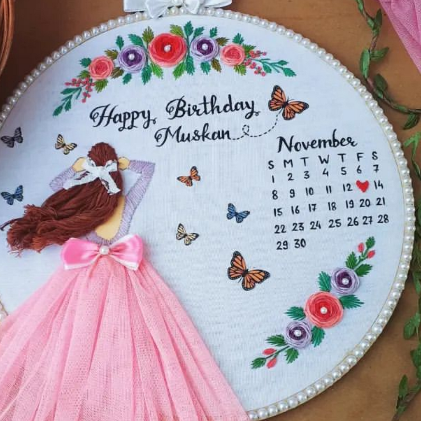 Unique Birthday Gift - Personalized Hoop Art Embroidery Hoop for Birthday