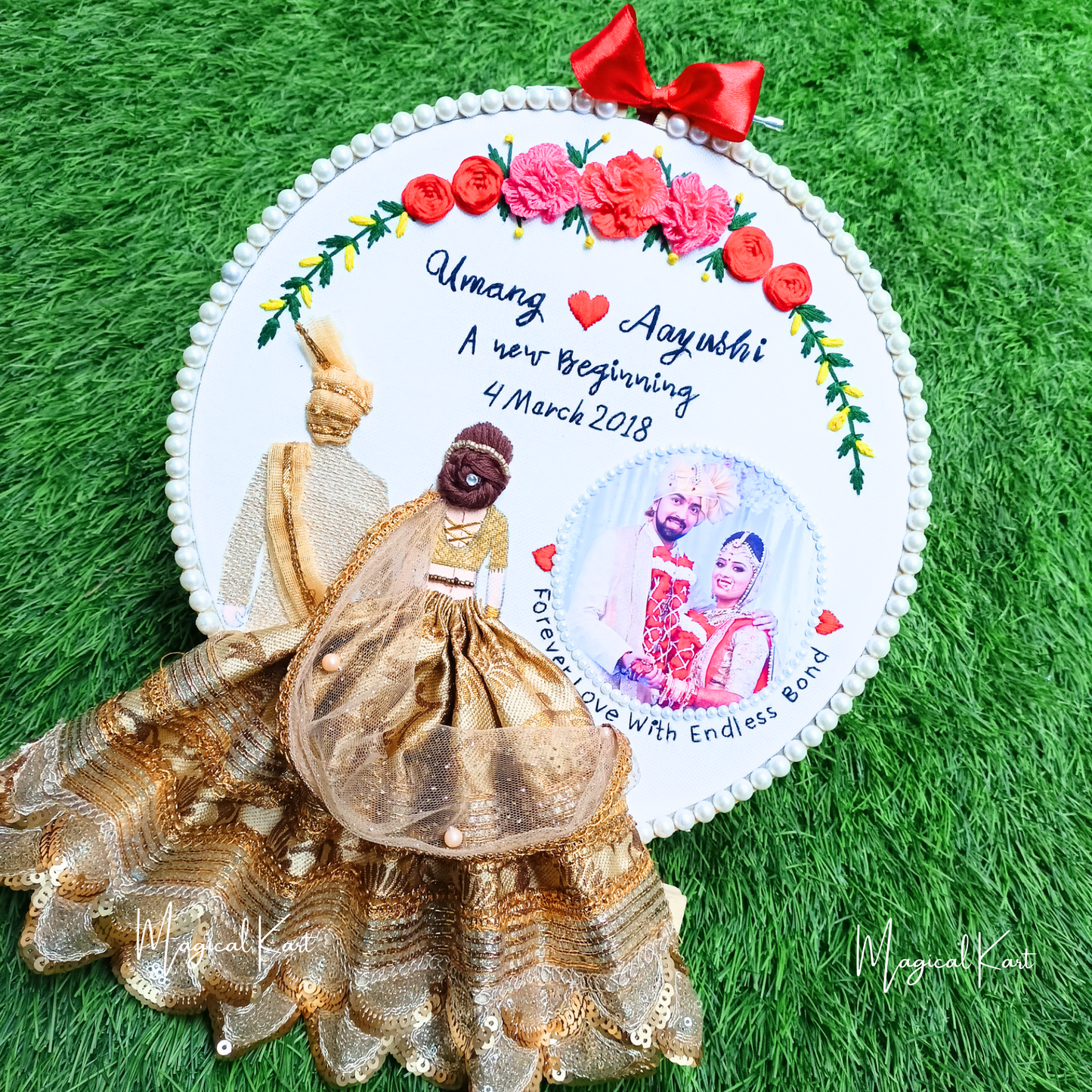 Gorgeous and Special Wedding Hoop Art Gift With Photo - Save The Date