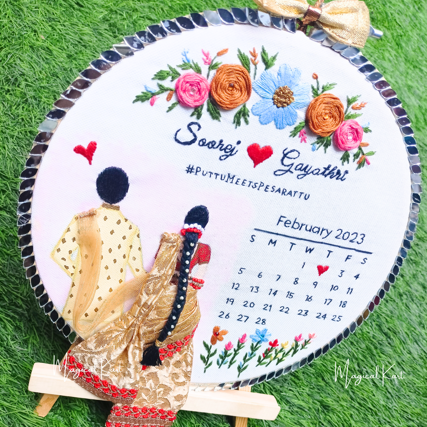 Customised Wedding Gift Embroidered Hoop Wall Art - Couple Gift