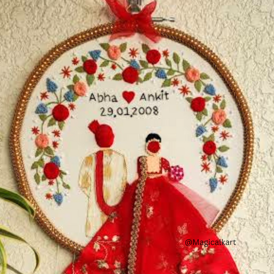 Handmade Hoop Art-Wedding Anniversary Hoop-Handmade Embroidery Gift-Best Wedding Gift