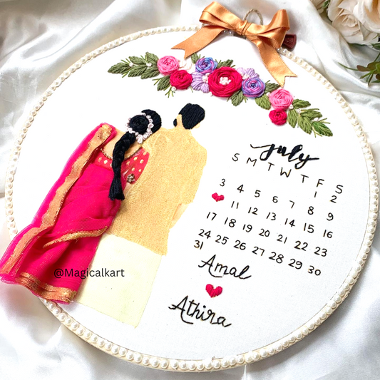 Indian Wedding Customized Couple Hoop - Anniversary Gift - Embroidery Hoop Art