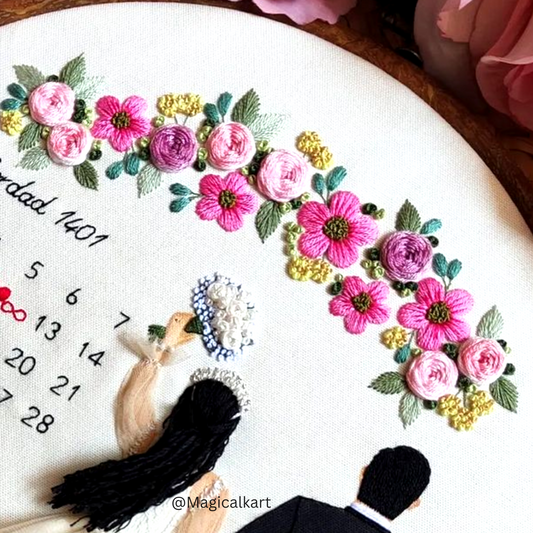 Personalized Wedding Embroidery Hoop for Bride and Groom, Anniversary or Wedding Gift, Customizable Couple Portraits Embroidery