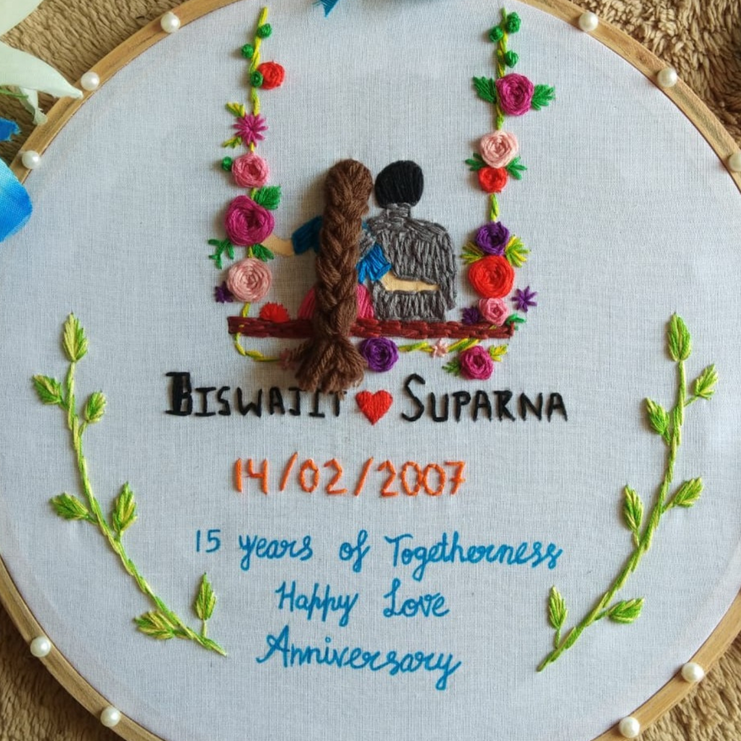 Customized Hoop with Couple on Swing