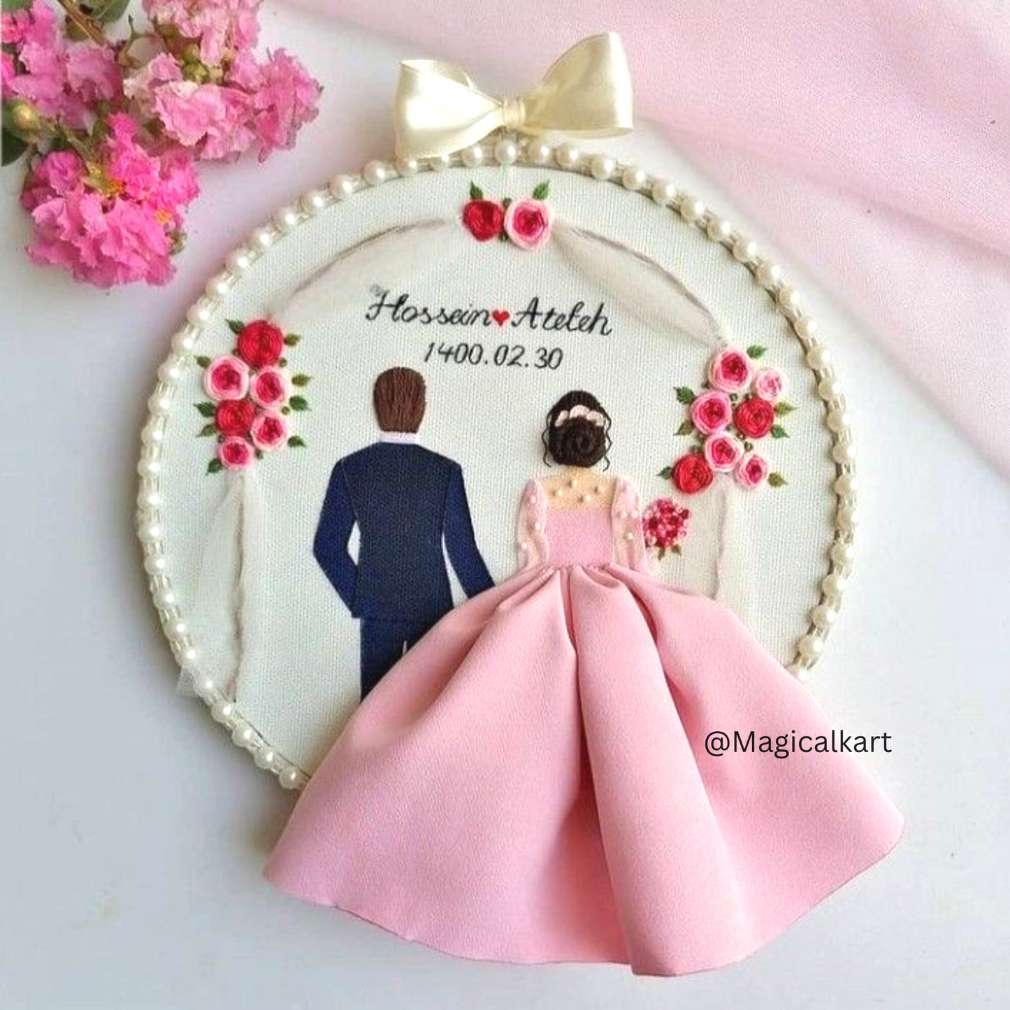 Bollywood Wedding Customized Couple Hoop - Anniversary Gift - Embroidery Hoop Art