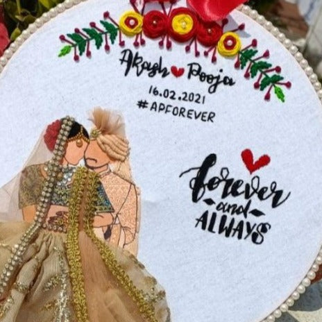 Personalized Wedding and Anniversary Embroidery Hoop - Save the Date